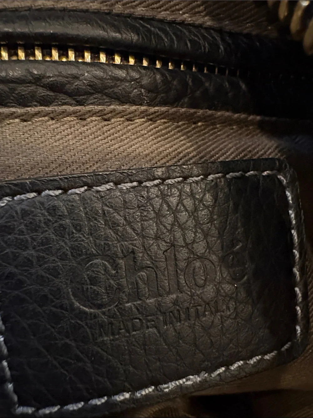 Chloe Black Pebbled Leather Marcie Satchel with Gold Hardware